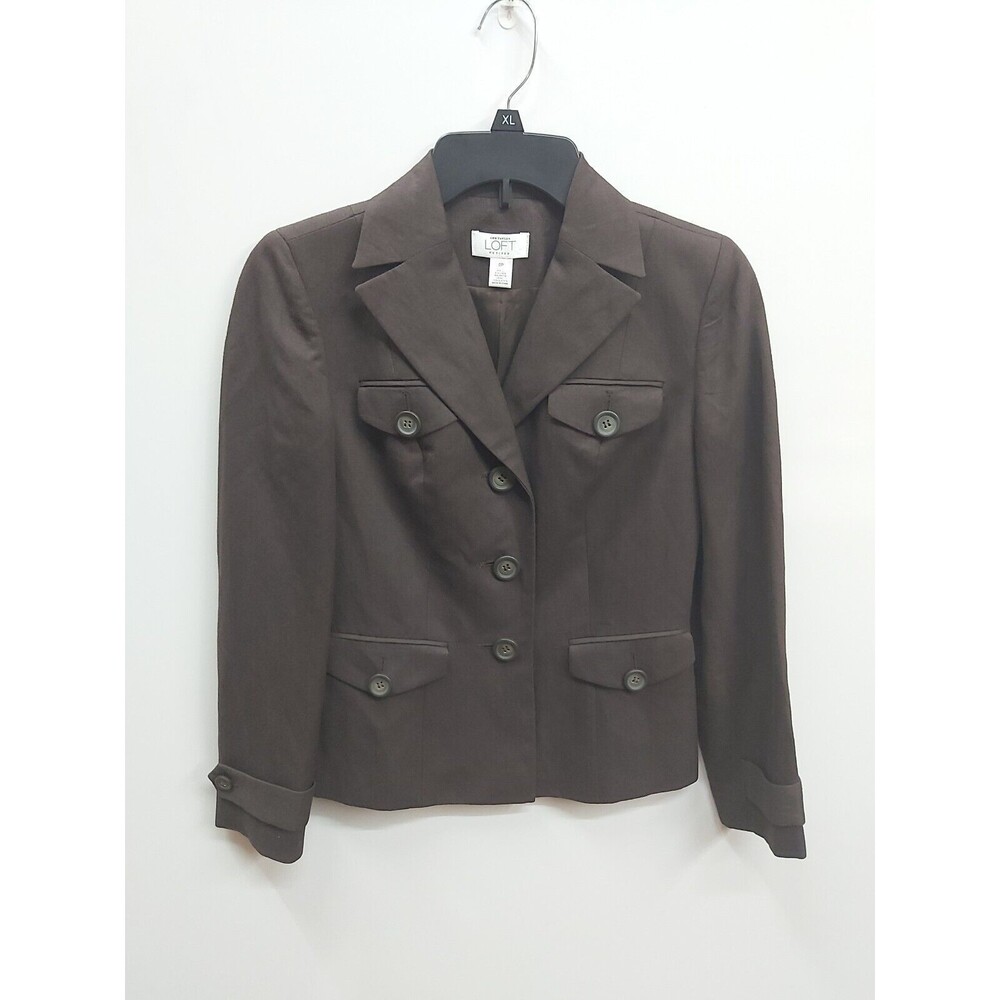 Ann Taylor Loft Petites Size 0P Jacket Blazer Brown Color